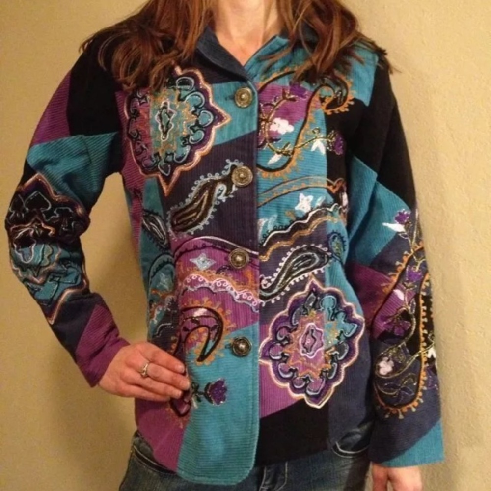 (Z17) corduroy hippie jacket INDIGO MOON XS